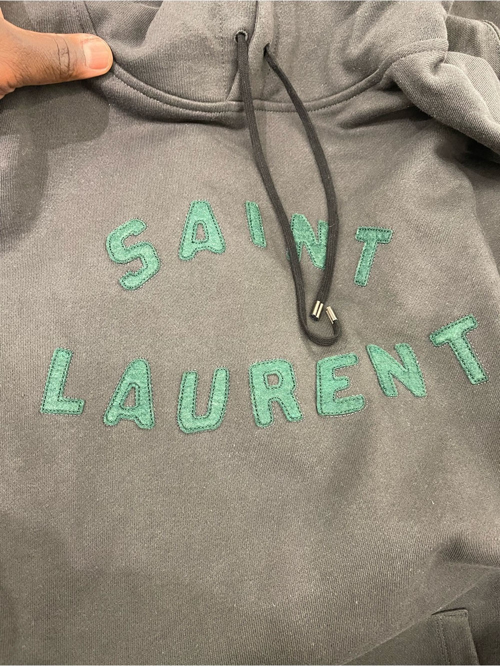 Hoodie with Saint Laurent text